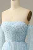 Himmelsblå Off-Shoulder Balklänning