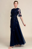 Sparkly Navy Beaded Mother of the Bride Dress med spets
