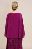 Bourgogne Batwing Sleeves pärlstav mor till brudklänningen