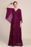 Bourgogne Batwing Sleeves pärlstav mor till brudklänningen