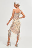 Svart Spaghetti Straps Gatsby Fringed Flapper Klänning