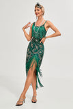 Svart Spaghetti Straps Gatsby Fringed Flapper Klänning
