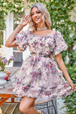 Vacker A-linje Från Axeln Dusty Rose Tulle Kort Homecoming Klänning