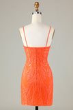 Glittrande Paljetter Tight Orange Hemkomstklänning