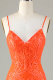 Glittrande Paljetter Tight Orange Hemkomstklänning
