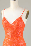 Glittrande Paljetter Tight Orange Hemkomstklänning