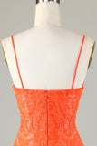 Glittrande Paljetter Tight Orange Hemkomstklänning