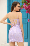 Lila Spets Bodycon Kort Hemkomst Klänning