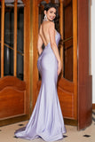 Lila Sjöjungfru Halter Neck Backless Lång Balklänning