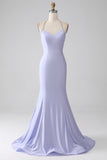 Fuchsia Mermaid Halter Neck Backless Lång Balklänning