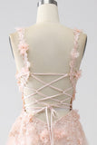 Blush A-linje Spaghetti Straps Lång Balklänning med Applikationer