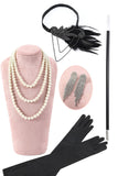 Svart Paljetter Fransar 1920-Talets Gatsby Flapper Klänning med 20-Tals Tillbehör Set