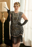 Gyllene Paljetter Plus Size 1920-Tals Gatsby Klänning Med 20-Talets Tillbehör Set