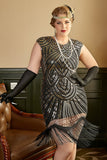 Gyllene Paljetter Plus Size 1920-Tals Gatsby Klänning Med 20-Talets Tillbehör Set