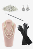 Svarta Gyllene Paljetter Plus Size 1920s Gatsby Klänning Med 20-Talets Tillbehör Set