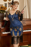 Kungsblå Plus Size 1920-Tals Gatsby-klänning Med 20-Tals Tillbehörsset