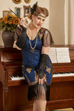 Kungsblå Plus Size 1920-Tals Gatsby-klänning Med 20-Tals Tillbehörsset