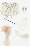 Aprikos Paljetter Fransar Plus Size 1920-Tals Gatsby Klänning Med 20-Talets Tillbehör Set