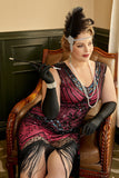 Fuchsia Paljetter 1920-Tals Plus Size Gatsby Flapper Klänning Med 20-Talets Tillbehörs Set