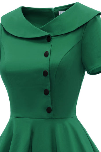 Grön Peter Pan-krage Vintage 50 Tals Klänning