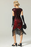 Svart Gatsby Glitter Fringe 20 Tals Gatsby Klänning