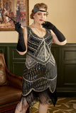 Svarta Paljett Fransar Plus Size 20 Tals Gatsby Klänning
