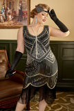 Svarta Paljett Fransar Plus Size 20 Tals Gatsby Klänning