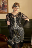 Svarta Paljett Fransar Plus Size 20 Tals Gatsby Klänning