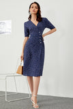 Navy Polka Prickar Midi Summer Wrap Klänning