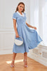 Load image into Gallery viewer, Blå swingklänning från 1950-talet med fickor