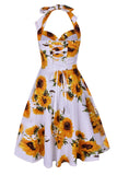 Halter tryckt 1950-talet Pin Up Dress