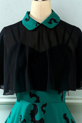 Gotisk stil Halloween sjal mantel fladdermus tryck klänning