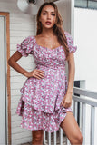 Blå blommig sommar Boho Klänning