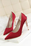 Burgundy Shallow Metal Stilett Klackar