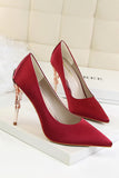 Burgundy Shallow Metal Stilett Klackar