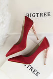 Burgundy Shallow Metal Stilett Klackar