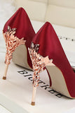 Burgundy Shallow Metal Stilett Klackar