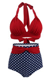 Polka Dots Halter Bikini Badkläder