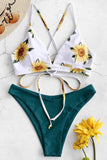 Blommig tryckt sommarbikini