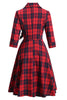 Load image into Gallery viewer, Röd rutig vintage 1950-tal klänning