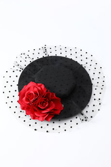 Svarta kvinnor Halloween Witch Hat med blomma