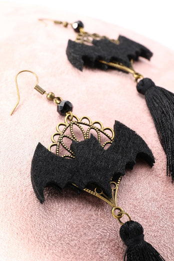 Svarta Halloween Bat Drop Örhängen
