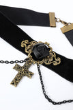 Svart Halloween Cross Chain Choker