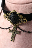 Svart Halloween Cross Chain Choker