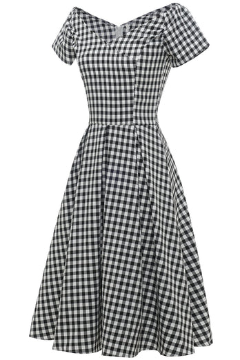 Svartvit Rutig vintage 50 Tals klänning