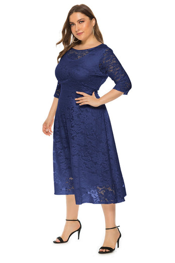 Plus Size långa ärmar Spetsklänning