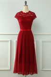 Navy Midi Lace Bröllopsfest Klänning