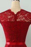 Navy Midi Lace Bröllopsfest Klänning