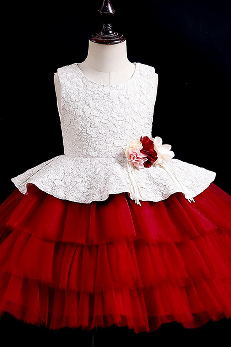 Load image into Gallery viewer, Puffy Round Neck Flower Girl Dress med Bowknot