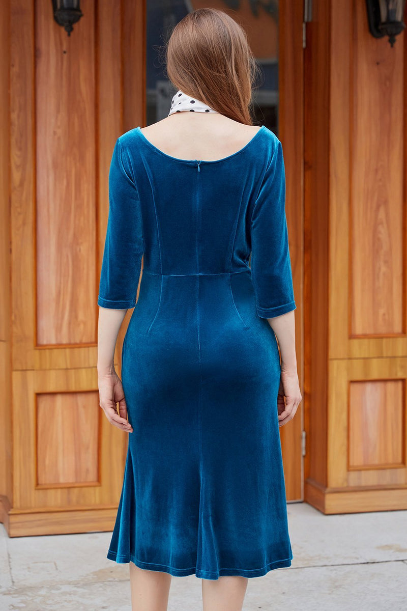 Load image into Gallery viewer, Royalblå Sammet formell klänning
